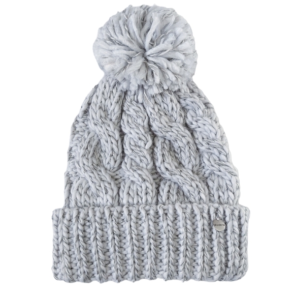 Beanie Hat Gray Womens Braided Knit Hat Warm Pom New Winter Hat Thick - Picture 1 of 9